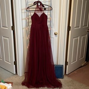 Fashion Nova Burgundy strapless evening gown